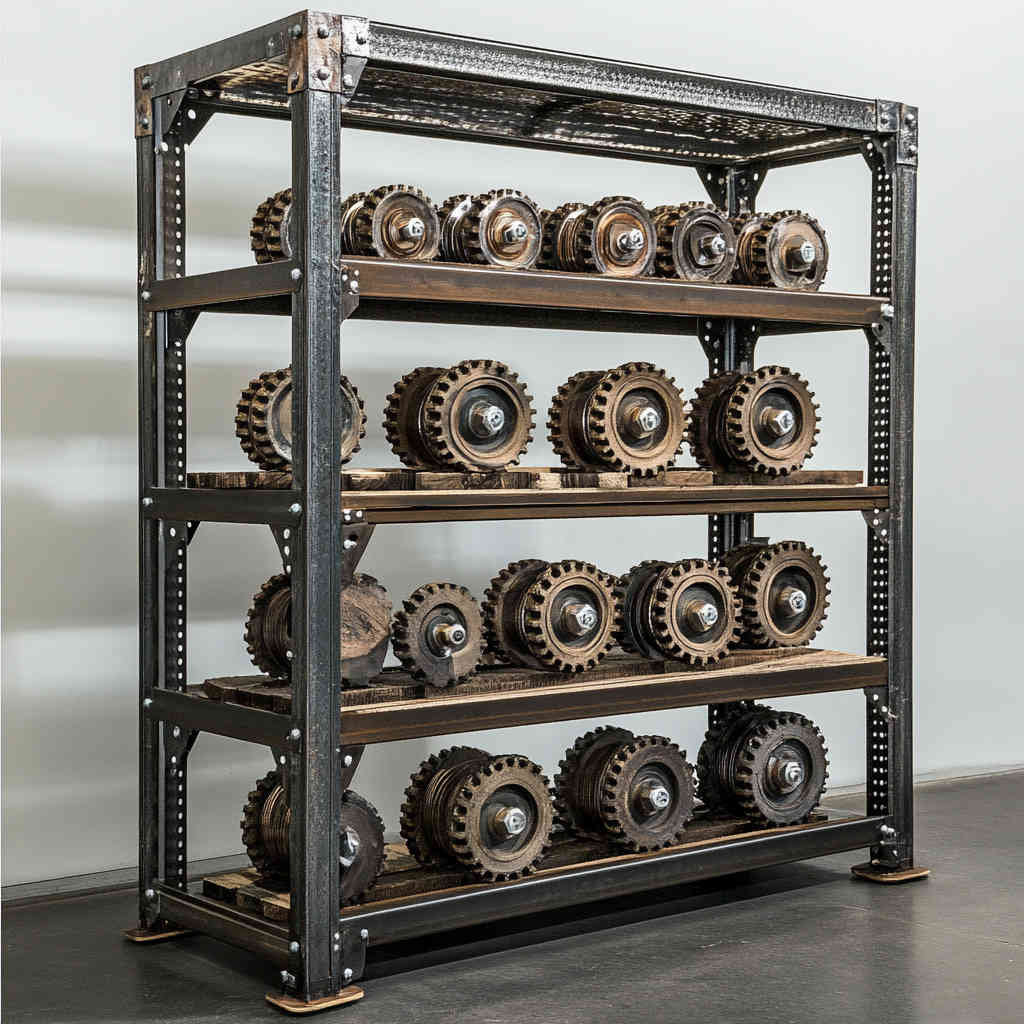 Display rack in an automotive repair shop, organizing various tools