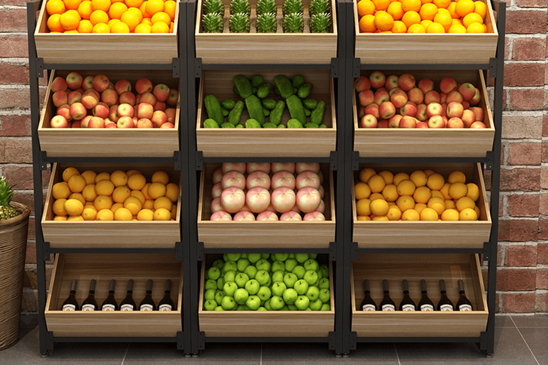 Vegetable and fruit display rack