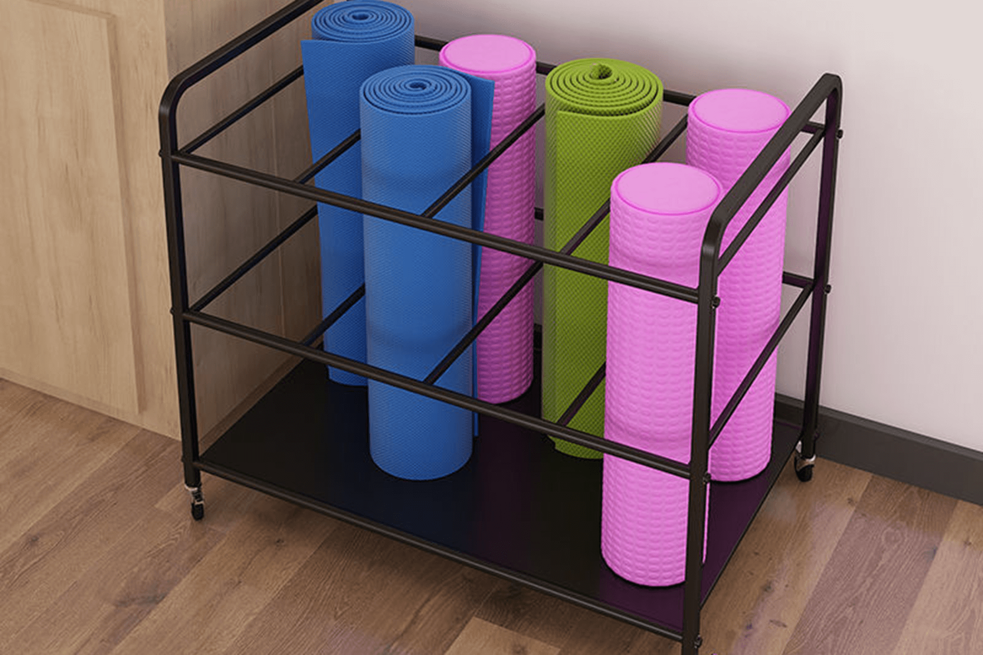 Yoga mat storage rack