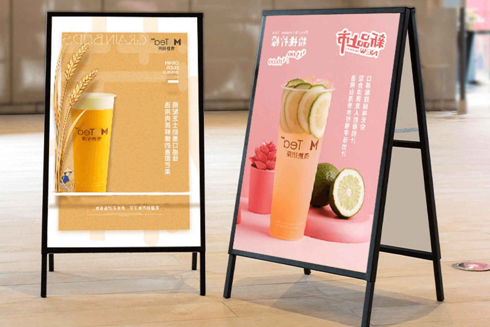 Floor-to-ceiling advertising display stand