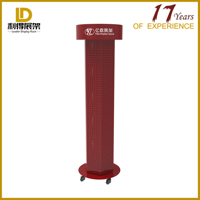 Mall Perforated Plate Rotating Display Stand With Wheels