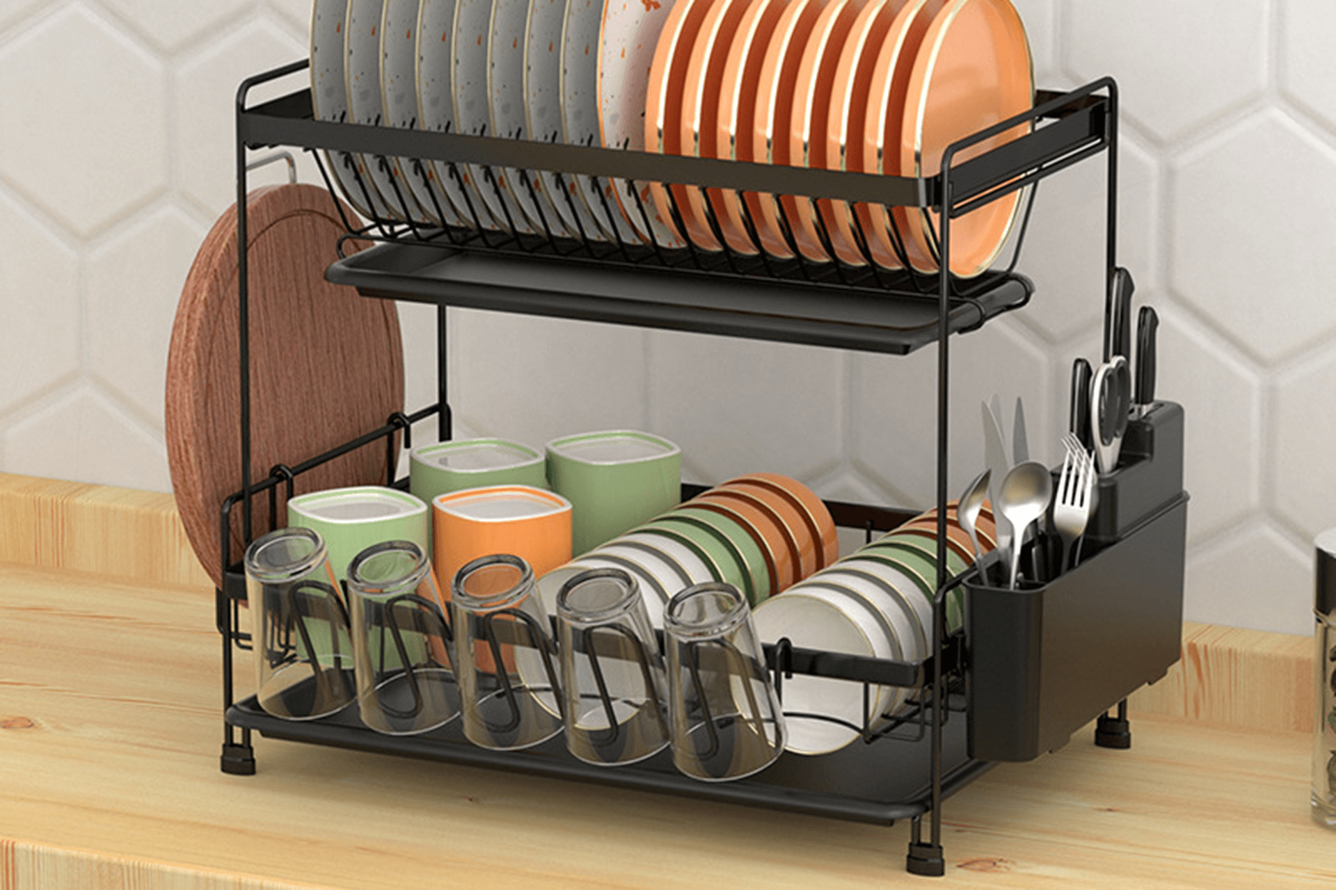 Orderly Arrangement of Dishes, Beautiful And Practical Dishes Storage Display Rack
